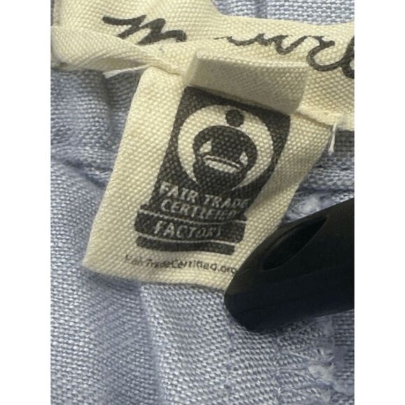 Madewell Linen Pants Sz S Elastic Waist W/ Zipper and Pockets Fair Trade Blue - Picture 4 of 11